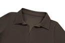 Tregonfly-BENE – BROWN POLO BODYSUIT-CLOSE UP FRONT